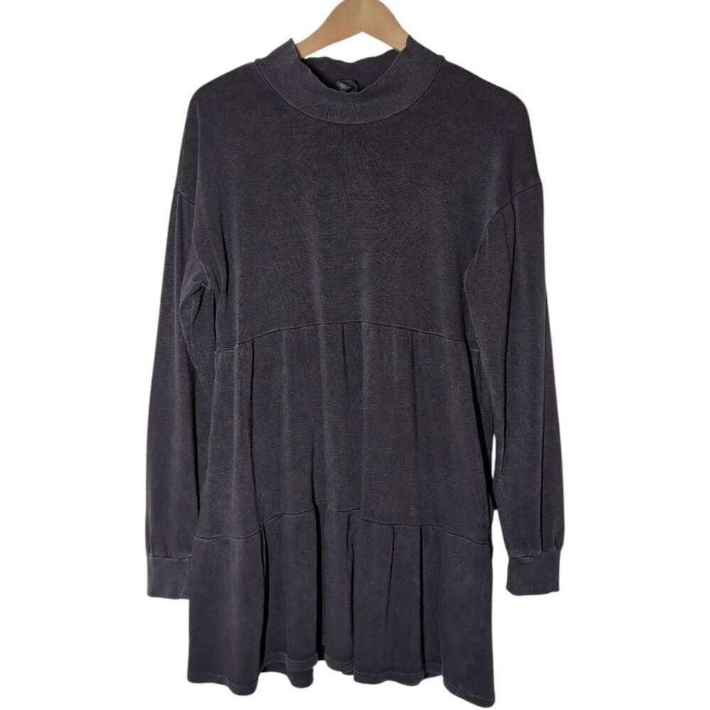 Wild Fable Tiered Tunic Dress Womens Small Sweatshirt Comfy Black Long Sleeve
